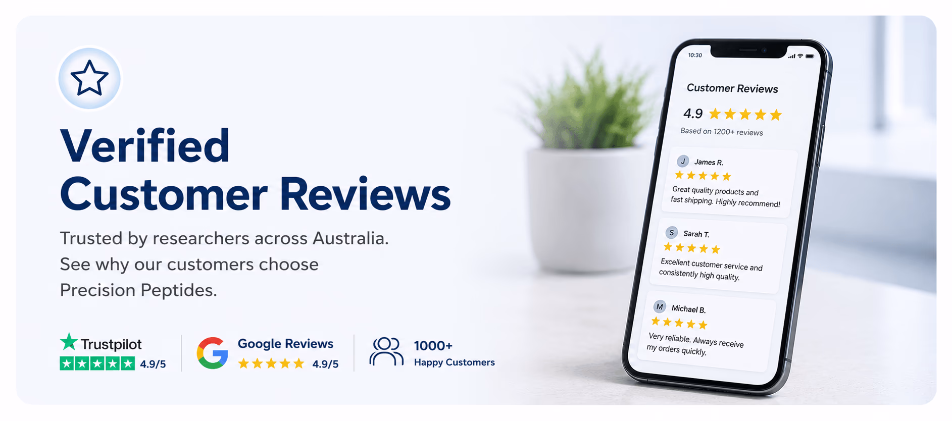 Verified Customer Reviews — trusted by researchers across Australia, rated 4.9 out of 5 on Trustpilot and Google Reviews by over 1000 happy customers.