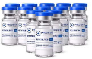 Group of Precision Peptides Retatrutide vials, research use only